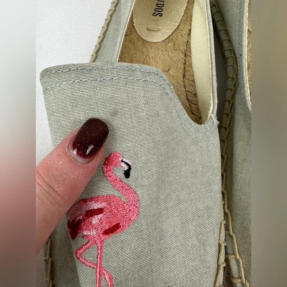 Soludos Flamingos Espadrille Flat Shoes Size 10